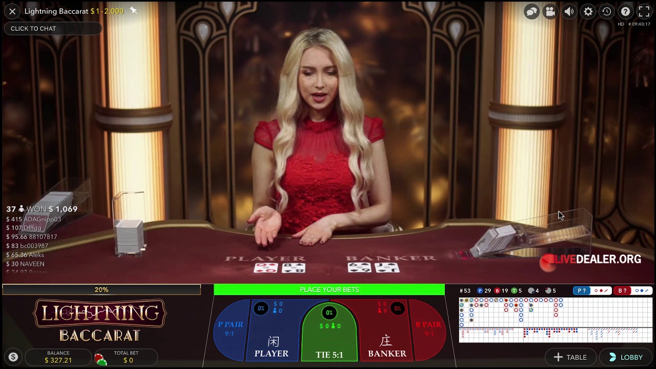Lightning Baccarat interface