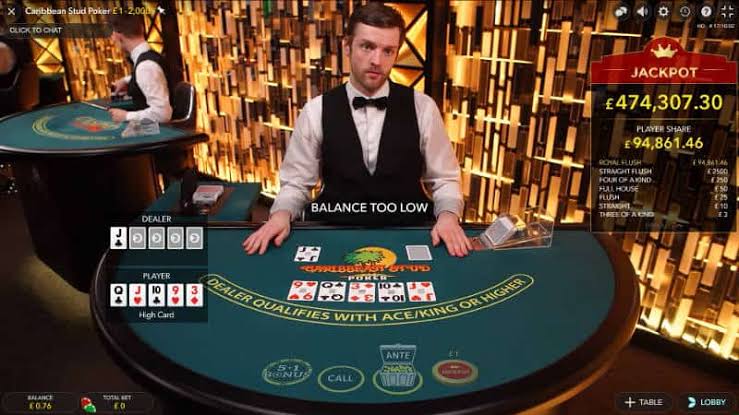 Caribbean Stud Poker Live interface